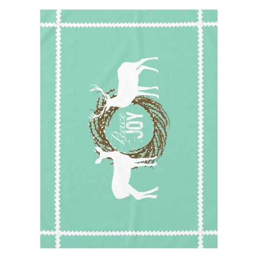 Deer Aqua Peace Joy Wreath Nappe (Devant)