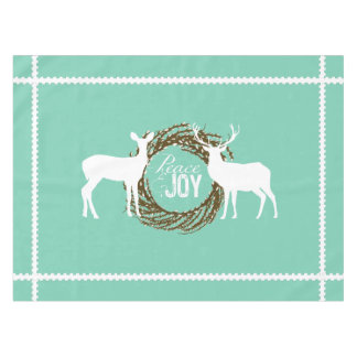 Deer Aqua Peace Joy Wreath Tablecloth Tafelkleed