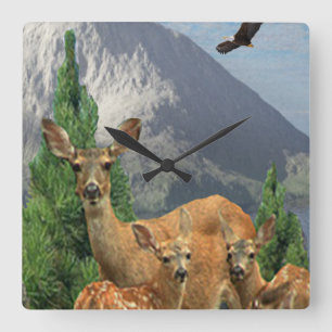 Deer Art Vierkante Klok