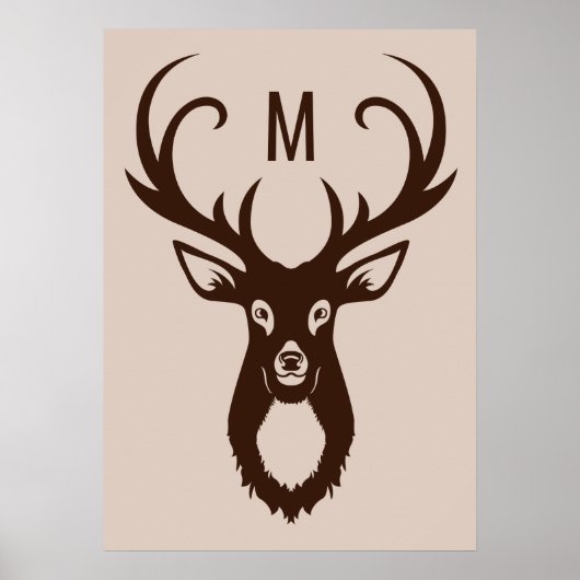 Deer avec votre Monogram poster personnalisé (Devant)