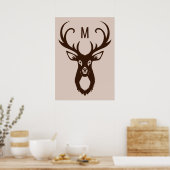Deer avec votre Monogram poster personnalisé (Cuisine)