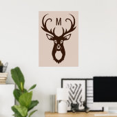 Deer avec votre Monogram poster personnalisé (Bureau à domicile)