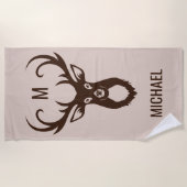 Deer avec votre nom et serviette de plage Monogram (Devant)