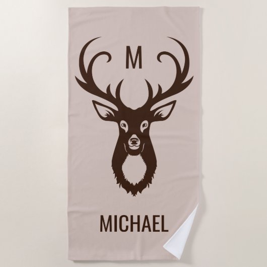 Deer avec votre nom et serviette de plage Monogram (Devant)