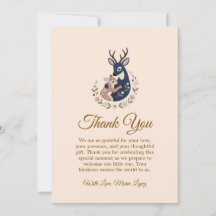 Deer baby and mama baby shower thank you card
