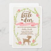 Deer baby shower call Woodland Girl roze Kaart (Voorkant / Achterkant)