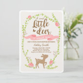 Deer baby shower call Woodland Girl roze Kaart (Staand voorkant)