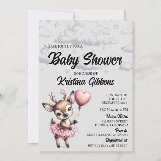 Deer Baby shower Kaart (Voorkant)