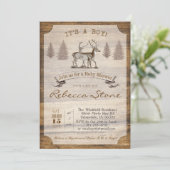 Deer Baby shower Wood Uitnodiging (Staand voorkant)