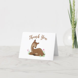 Deer Baby shower Woodland Fawn Pink Bedankkaart