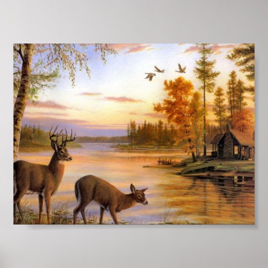 Deer bij Lake Poster (Voorkant)