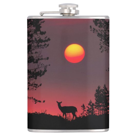 Deer bij Sunset Heupfles (Voorkant)