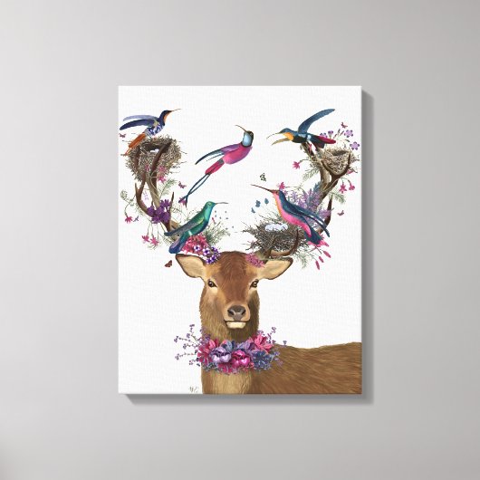 Deer Birdkeeper, Tropische vogelnesten Canvas Afdruk (Voorkant)