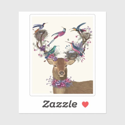 Deer Birdkeeper, Tropische vogelnesten Sticker (Vel)