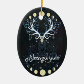 Deer Blessed Yule Moon Pharse Witch Pagan Witchy Keramisch Ornament (Voorkant)