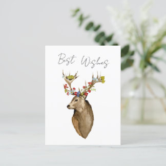Deer bloemen elegant eenvoudige botanische waterve briefkaart