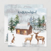 Deer, blokhut, hare kerstfeestkaart (Voorkant / Achterkant)