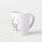 Deer Blue Bow Snowflakes Christmas Latte Mok (Rechterhoek)