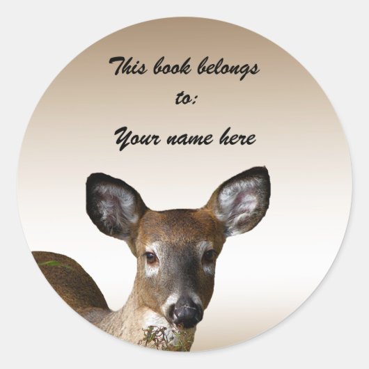 Deer Bookplate Ronde Sticker (Voorkant)