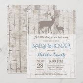 Deer Boy Baby shower Invitation Rustic Woodland Kaart (Voorkant / Achterkant)