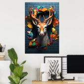 Deer Buck Bref Out Print Poster Artwork Mural (Bureau à domicile)