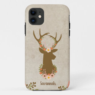 Deer Buck Floral Feminine Hunter iPhone 11 Hoesje