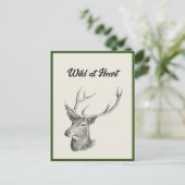 Deer Buck Head met gewei zwart-wit kunst Briefkaart (Staand voorkant)