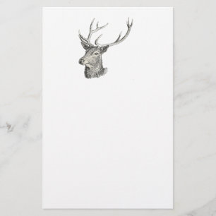 Deer Buck Head met gewei zwart-wit kunst Briefpapier