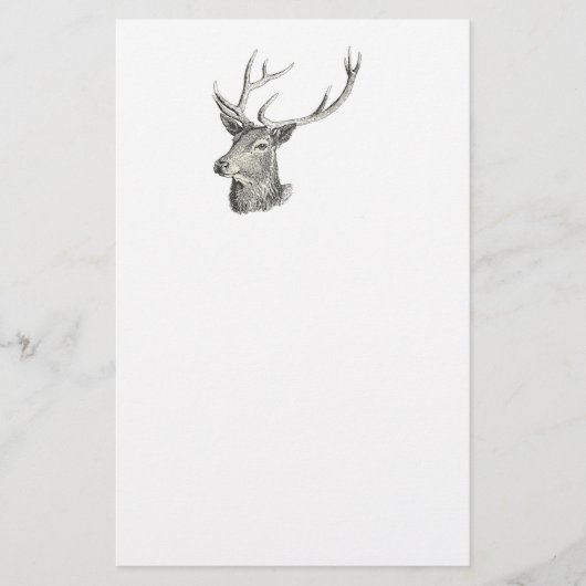 Deer Buck Head met gewei zwart-wit kunst Briefpapier (Voorkant)