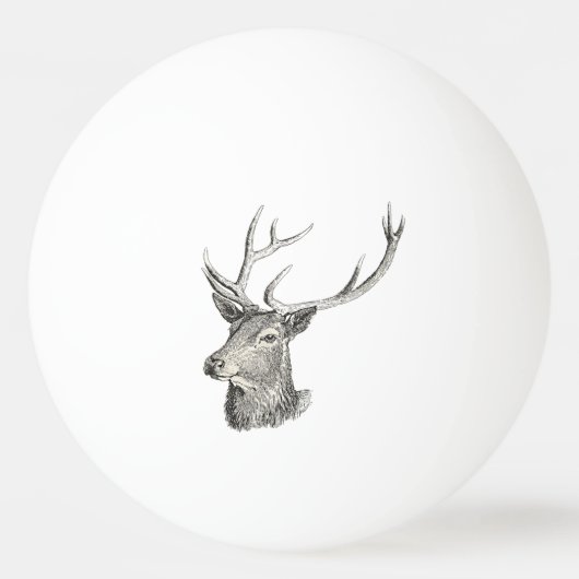 Deer Buck Head met gewei zwart-wit kunst Pingpongballen (Voorkant)