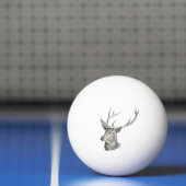 Deer Buck Head met gewei zwart-wit kunst Pingpongballen (Net)