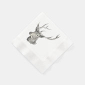 Deer Buck Head met gewei zwart-wit kunst Servetten (Hoek)