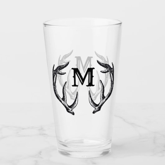 Deer Buck Monogram Man Cave Lodge Cabin Glas (Voorkant)