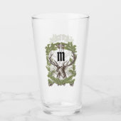 Deer Buck Pine Garland Monogram Man Cave Lodge Glas (Voorkant)