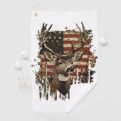 Deer, Buck Season USA Flag Golfhanddoek (Insitu)