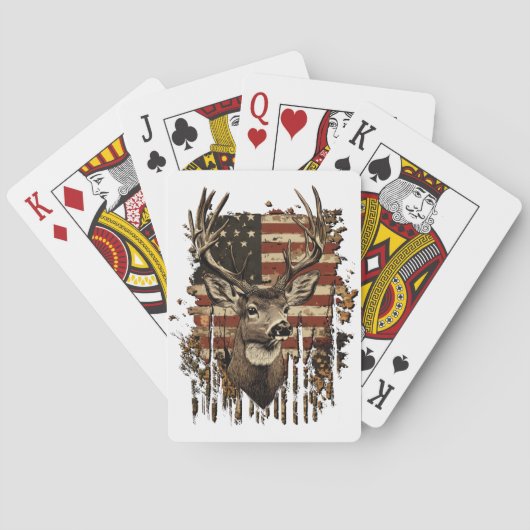 Deer, Buck Season USA Flag Pokerkaarten (Achterkant)