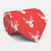Deer Buck Silhouette in Red Sweater Knitting Stropdas (Opgerold)