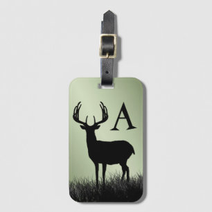 Deer Buck Stag Monogram Bagagelabel