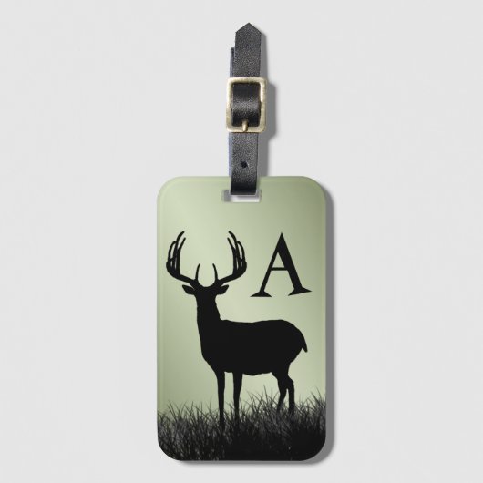 Deer Buck Stag Monogram Bagagelabel (Voorkant (verticaal))