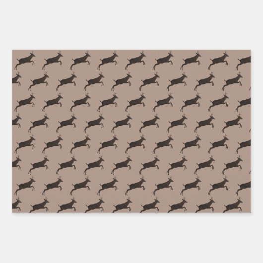 Deer Bucks Jumping Permanent patroon Inpakpapier Vel (Voorkant 2)