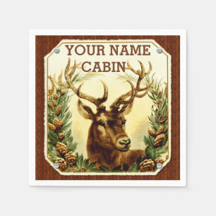 Deer Cabin, gepersonaliseerd voor houten korrels Servetten