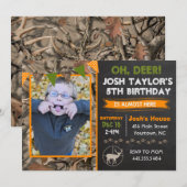 Deer Camo Hunting Birthday Invitation Kaart (Voorkant / Achterkant)