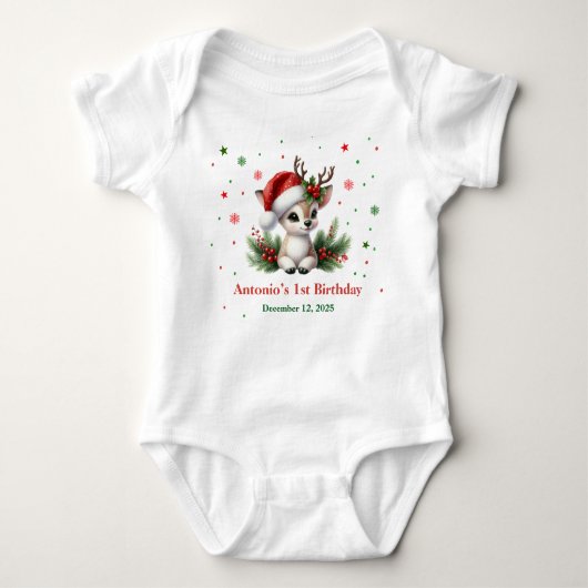 Deer christmas birthday romper (Voorkant)