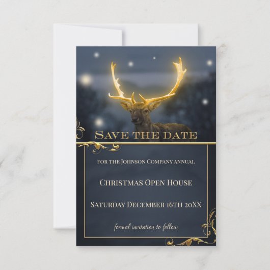 Deer Christmas Open House Enregistrer la carte Dat (Devant)