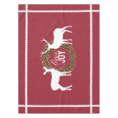 Deer Cranberry Red Peace Joy Wreath Tablecloth Tafelkleed (Voorkant)