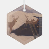 Deer Crossing Glass Hexagon Ornament (Voorkant)