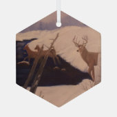 Deer Crossing Glass Hexagon Ornament (Achterkant)