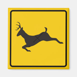 Deer Crossing Highway Sign Magneet