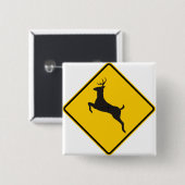 Deer Crossing Highway Sign Vierkante Button 5,1 Cm (Voorkant /achterkant)