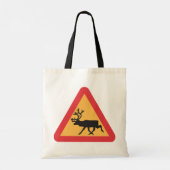 Deer Crossing Road Sign Canvas tas (Achterkant)